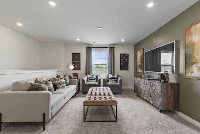 2502 Beverly Gail Rd, Pleasant View, TN 37146 - living room with light colored carpet, baseboards, and recessed lighting