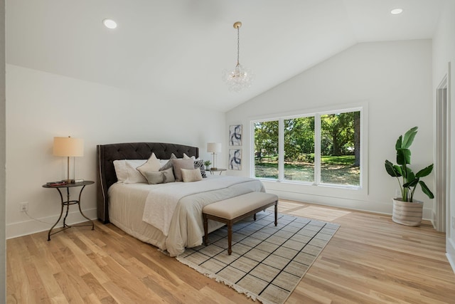 1412 Knox Valley Dr, Brentwood, TN 37027 - bedroom with lofted ceiling, a chandelier, light wood finished floors, recessed lighting, and baseboards