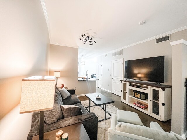 1803 Broadway Unit 509, Nashville, TN 37203 - living area with ornamental molding and baseboards