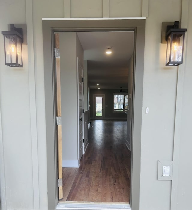 5930 Carl Pl, Nashville, TN 37209 - hallway with dark wood-style flooring and baseboards