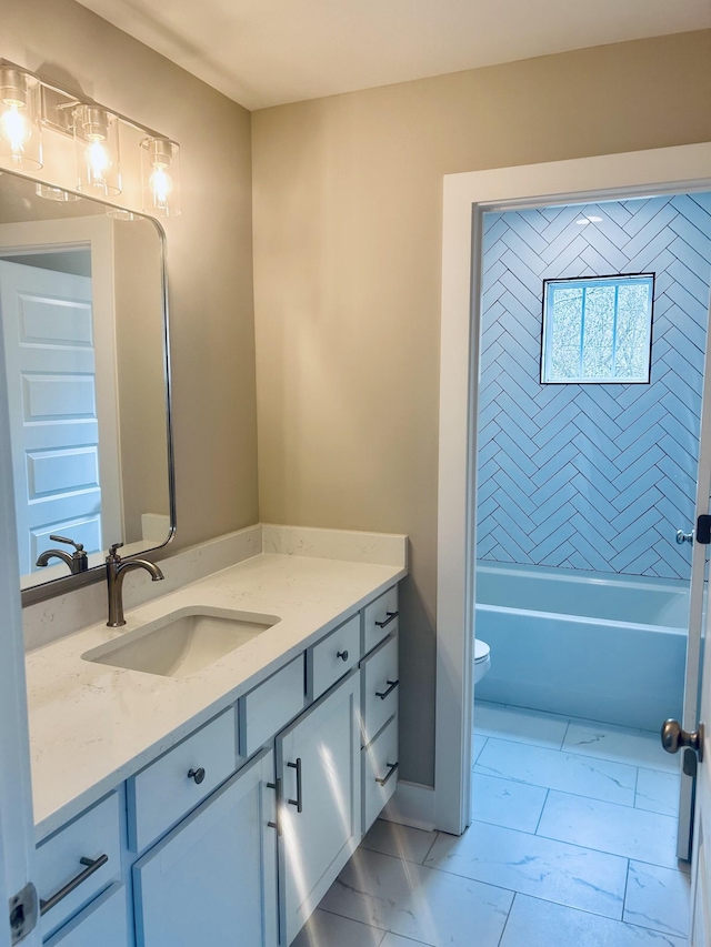 5930 Carl Pl, Nashville, TN 37209 - full bath featuring vanity, marble finish floors, and toilet