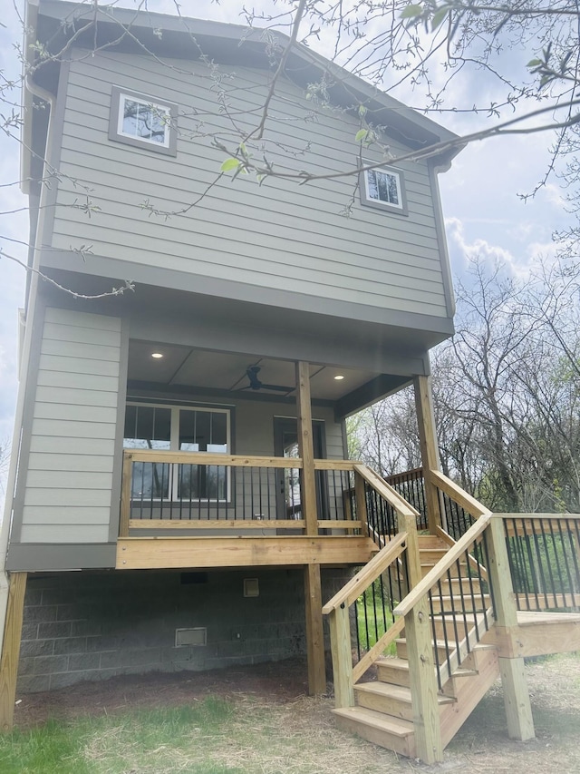 5930 Carl Pl, Nashville, TN 37209 - back of house with stairs and ceiling fan