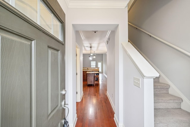 735 Tulip Grove Rd Unit 325, Hermitage, TN 37076 - foyer featuring wood finished floors, stairs, baseboards, and ornamental molding