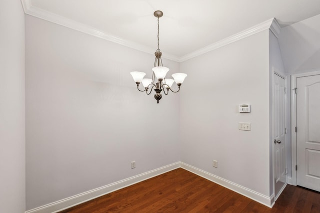 735 Tulip Grove Rd Unit 325, Hermitage, TN 37076 - spare room featuring a chandelier, dark wood-type flooring, ornamental molding, and baseboards