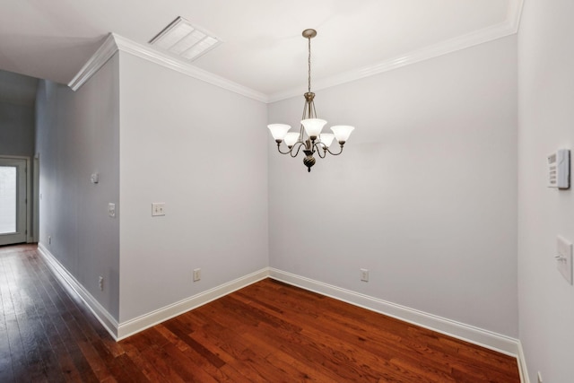 735 Tulip Grove Rd Unit 325, Hermitage, TN 37076 - unfurnished room featuring ornamental molding, baseboards, dark wood finished floors, and a chandelier