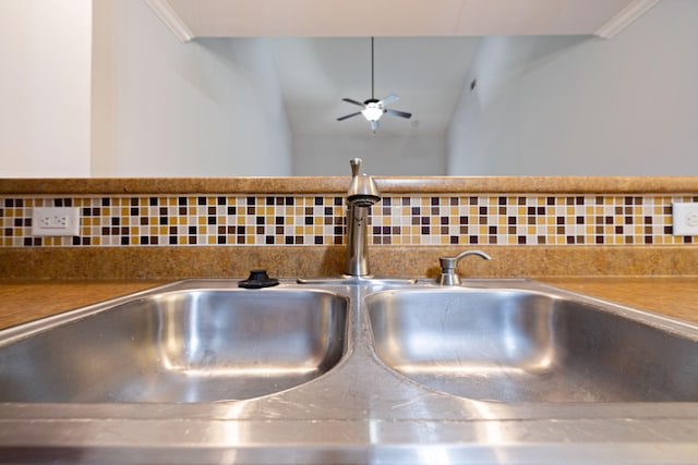 735 Tulip Grove Rd Unit 325, Hermitage, TN 37076 - kitchen view of a sink, tasteful backsplash, and ceiling fan