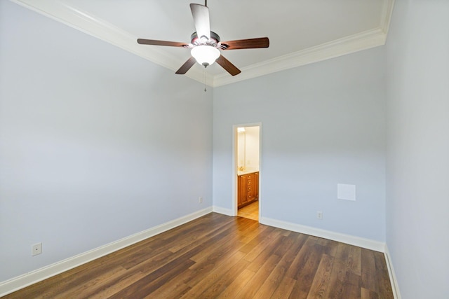 735 Tulip Grove Rd Unit 325, Hermitage, TN 37076 - spare room featuring ornamental molding, baseboards, dark wood-style floors, and a ceiling fan