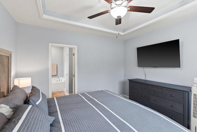 1339 Raden Dr, Lebanon, TN 37087 - unfurnished bedroom featuring a raised ceiling, ceiling fan, and ensuite bathroom