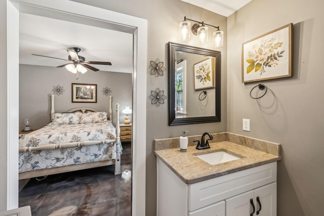 200 Nichols Dr, Woodbury, TN 37190 - bathroom with connected bathroom, vanity, and a ceiling fan