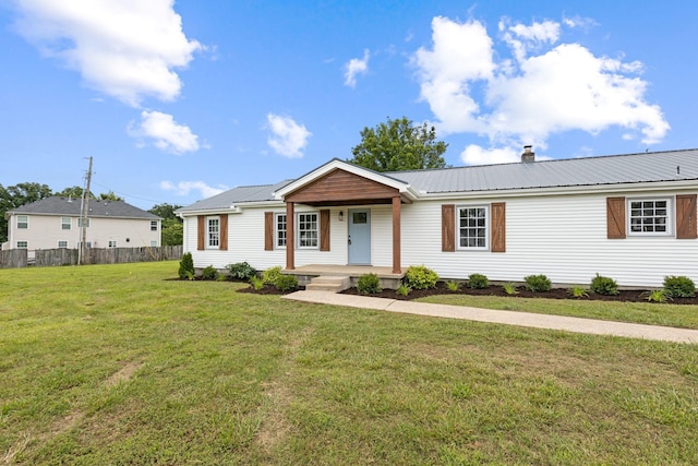 1371 Pomona Rd, Dickson, TN 37055 - ranch-style home with a porch, metal roof, and a chimney
