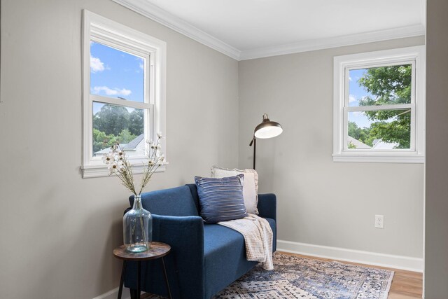 1371 Pomona Rd, Dickson, TN 37055 - sitting room featuring baseboards, wood finished floors, and crown molding