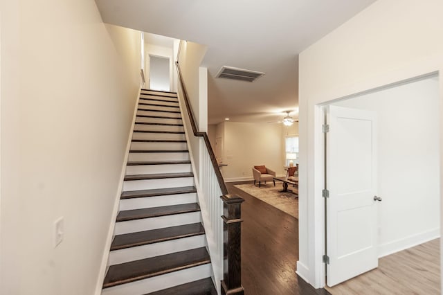 287 Cloverbrook Way, Gallatin, TN 37066 - stairs featuring wood finished floors, baseboards, and ceiling fan