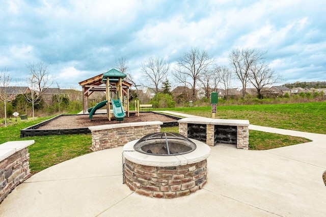 287 Cloverbrook Way, Gallatin, TN 37066 - view of patio / terrace featuring a fire pit and a playground