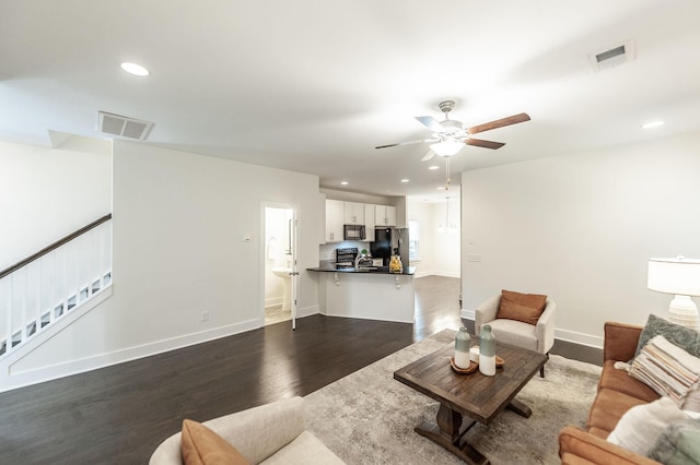 287 Cloverbrook Way, Gallatin, TN 37066 - living area with dark wood-type flooring, ceiling fan, recessed lighting, and baseboards