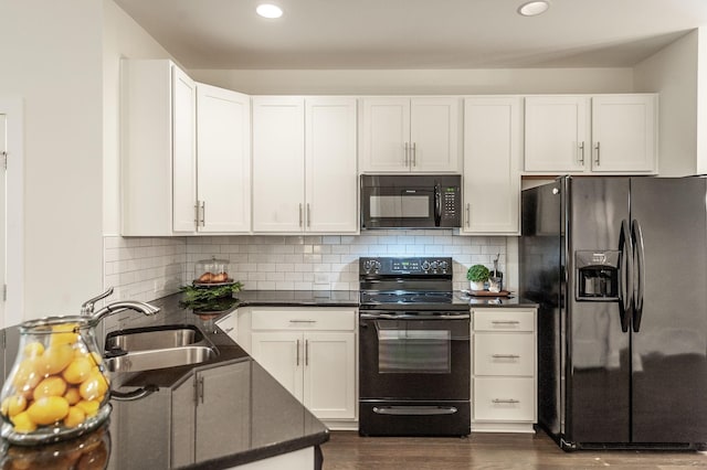 287 Cloverbrook Way, Gallatin, TN 37066 - kitchen with black appliances, white cabinetry, dark wood-type flooring, a sink, and recessed lighting