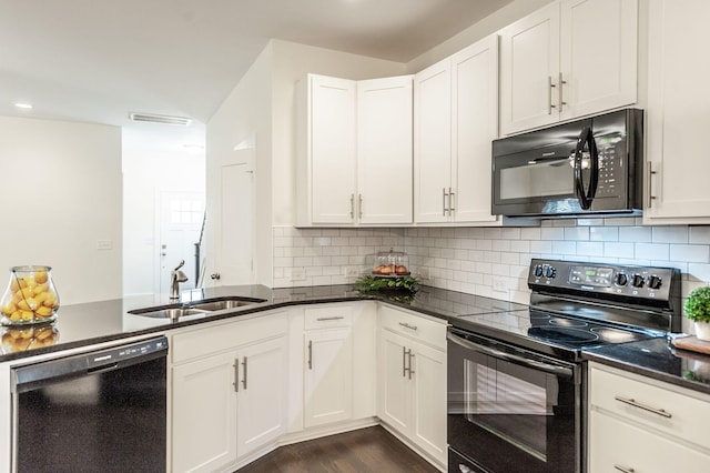287 Cloverbrook Way, Gallatin, TN 37066 - kitchen featuring black appliances, a sink, backsplash, and white cabinetry