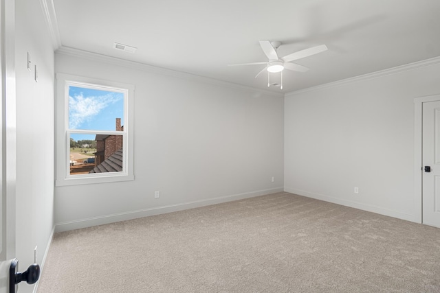 7100 Twelve Corners Rd, Lascassas, TN 37085 - carpeted spare room featuring crown molding, ceiling fan, and baseboards