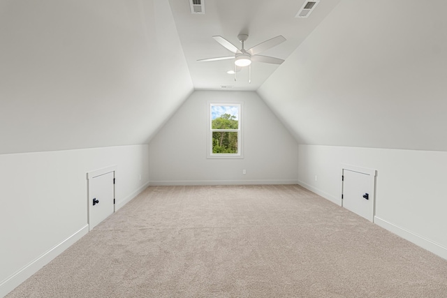 7100 Twelve Corners Rd, Lascassas, TN 37085 - additional living space featuring light carpet, lofted ceiling, a ceiling fan, and baseboards