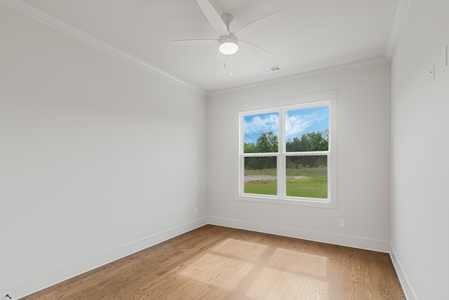 7100 Twelve Corners Rd, Lascassas, TN 37085 - spare room featuring light wood finished floors, crown molding, baseboards, and ceiling fan