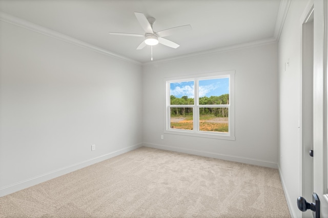 7100 Twelve Corners Rd, Lascassas, TN 37085 - unfurnished room with light carpet, ornamental molding, baseboards, and a ceiling fan