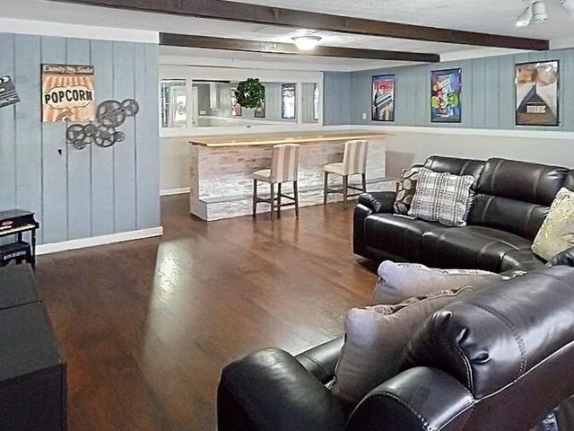 342 Drawbridge Trce, Paducah, KY 42003 - living area with beamed ceiling and dark wood finished floors