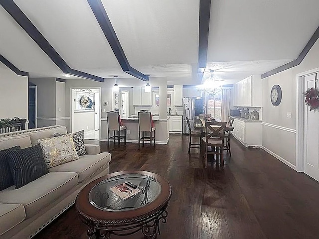 342 Drawbridge Trce, Paducah, KY 42003 - living room featuring beamed ceiling and dark wood-style flooring