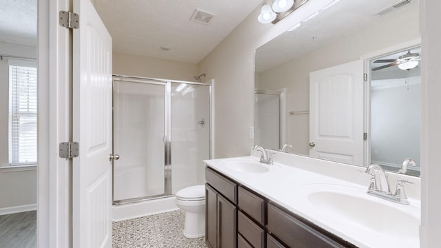 249 Edgefield Ct, Pleasant View, TN 37146 - full bath with a shower stall, plenty of natural light, double vanity, and a ceiling fan