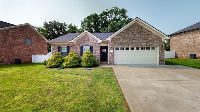 249 Edgefield Ct, Pleasant View, TN 37146 - ranch-style house featuring an attached garage, a front lawn, driveway, and brick siding