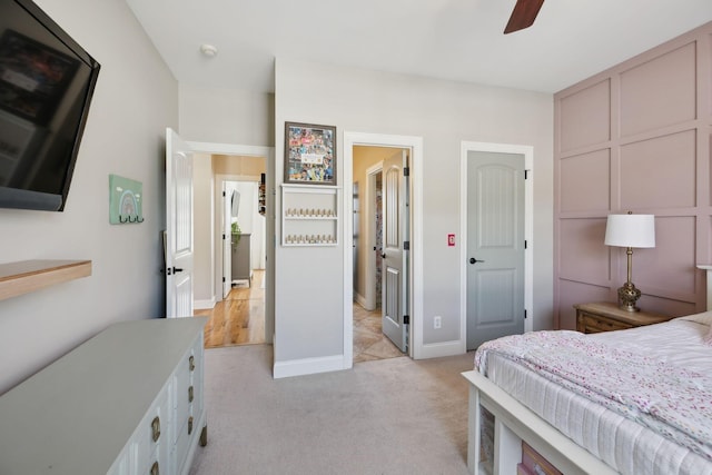 7579 Nightfall Cir, Ooltewah, TN 37363 - bedroom featuring light colored carpet, baseboards, and a ceiling fan