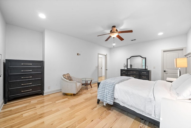 127 Copperstone Dr, Clarksville, TN 37043 - bedroom featuring light wood-type flooring, recessed lighting, ceiling fan, and baseboards