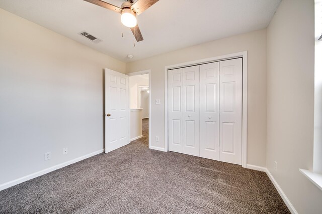 3889 Mackenzie Dr, Clarksville, TN 37042 - unfurnished bedroom featuring carpet floors, baseboards, a closet, and a ceiling fan