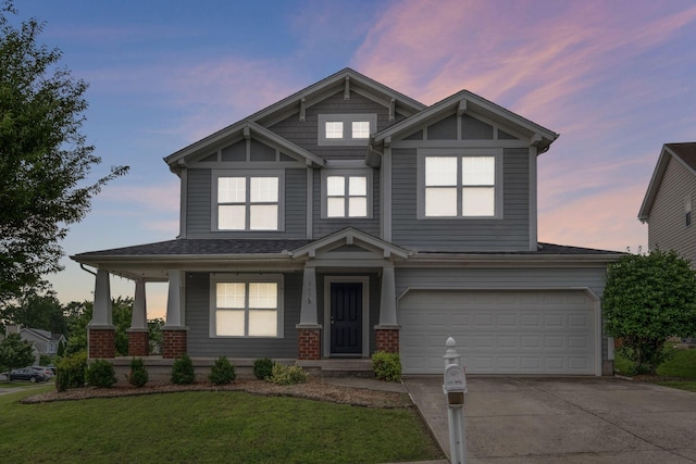 905 Arbor Springs Dr, Mount Juliet, TN 37122 - craftsman house featuring an attached garage, concrete driveway, a front lawn, brick siding, and a porch