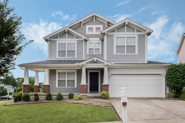 905 Arbor Springs Dr, Mount Juliet, TN 37122 - craftsman-style house featuring driveway, a garage, a porch, a front yard, and roof with shingles