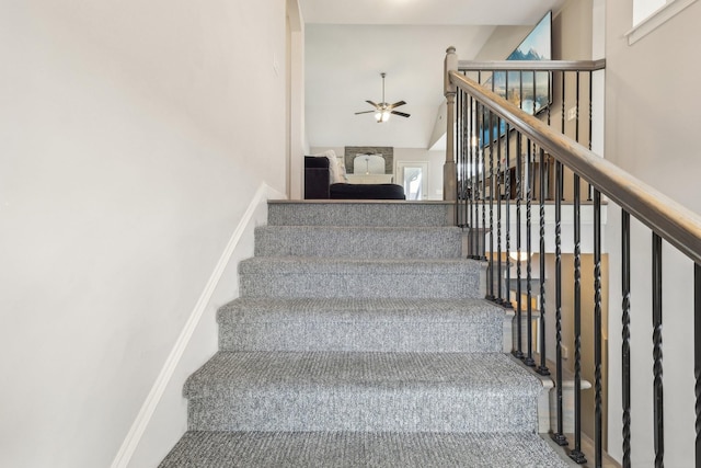 974 Bonellis Ln, Clarksville, TN 37040 - stairway with ceiling fan and a high ceiling