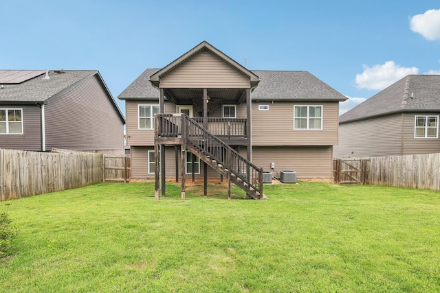 974 Bonellis Ln, Clarksville, TN 37040 - rear view of property with stairs, a ceiling fan, a gate, cooling unit, and a shingled roof