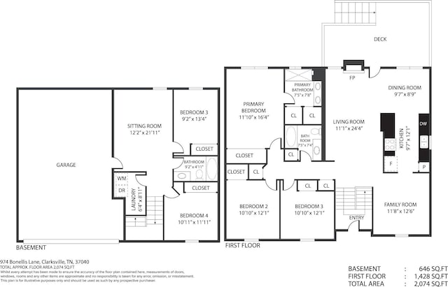 974 Bonellis Ln, Clarksville, TN 37040 - property floor plan