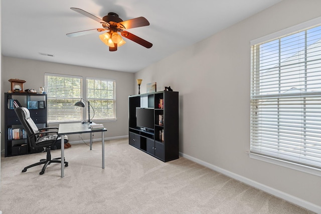 3224 Nolen Ln, Franklin, TN 37064 - carpeted office with baseboards and a ceiling fan