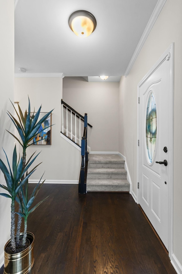 3224 Nolen Ln, Franklin, TN 37064 - foyer entrance featuring stairway, wood finished floors, crown molding, and baseboards