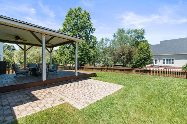 3224 Nolen Ln, Franklin, TN 37064 - view of yard featuring ceiling fan, a wooden deck, a patio area, and outdoor dining area