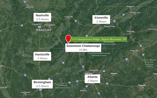 414 Gentlemens Rdg, Signal Mountain, TN 37377 - aerial overview of property's location