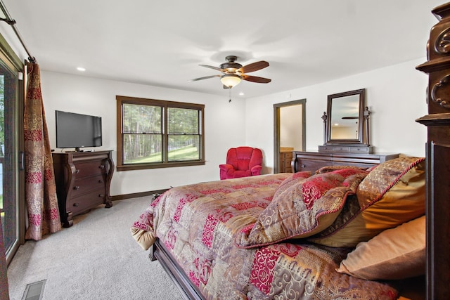 100 Acree Ln, Estill Springs, TN 37330 - carpeted bedroom featuring baseboards, recessed lighting, and a ceiling fan