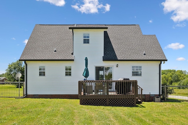 8635 Pleasant Hill Rd, Cross Plains, TN 37049 - back of property with a wooden deck and roof with shingles