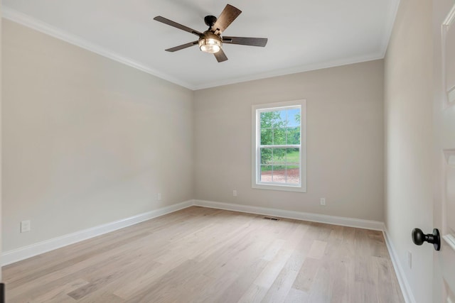 2125 Halls Mill Rd, Unionville, TN 37180 - empty room featuring light wood finished floors, a ceiling fan, baseboards, and crown molding