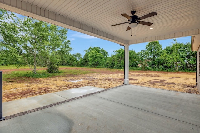 2125 Halls Mill Rd, Unionville, TN 37180 - view of patio / terrace featuring a ceiling fan and view of scattered trees