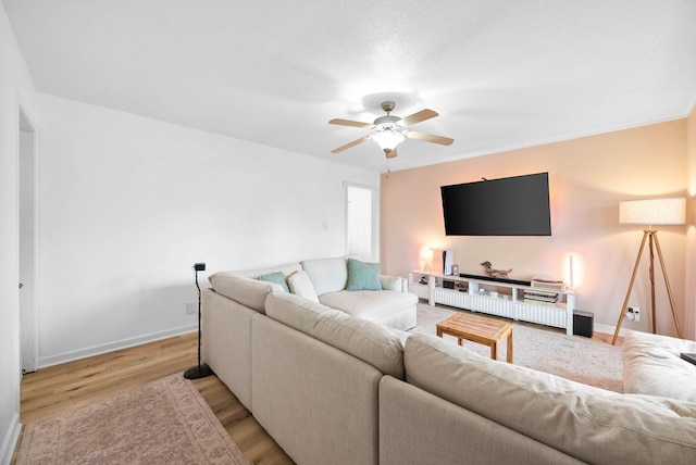 202 Jim Thorpe Dr, Clarksville, TN 37042 - living area with a ceiling fan, light wood-style flooring, and baseboards