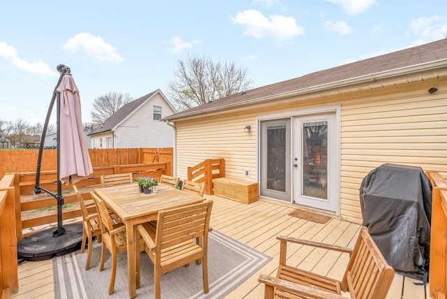 202 Jim Thorpe Dr, Clarksville, TN 37042 - deck with a fenced backyard, outdoor dining area, area for grilling, and french doors
