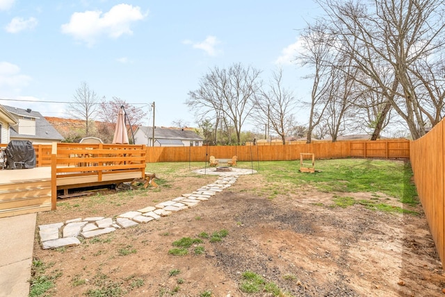 202 Jim Thorpe Dr, Clarksville, TN 37042 - view of yard with a wooden deck and a fire pit