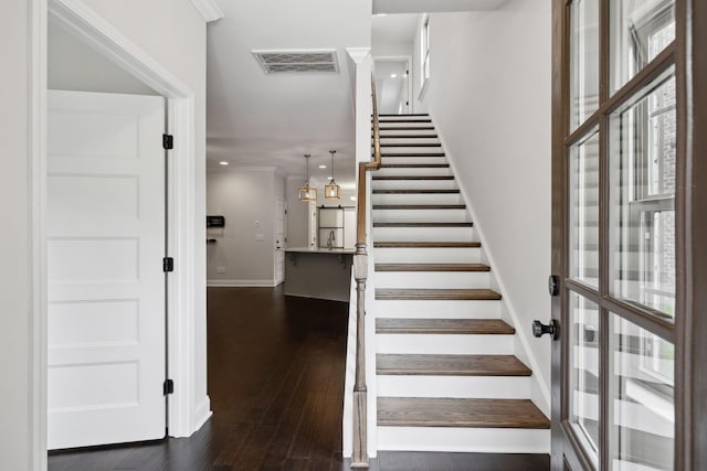 229 Claremont Ct, Gallatin, TN 37066 - stairs featuring wood-type flooring, baseboards, and recessed lighting