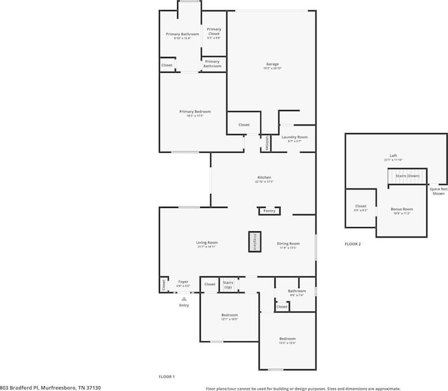803 Bradford Pl, Murfreesboro, TN 37130 - property floor plan
