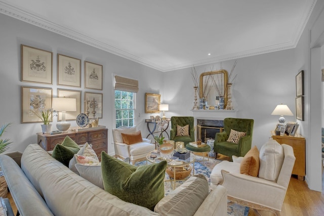 216 Chestnut Hill Dr, Nashville, TN 37215 - living room featuring ornamental molding, a high end fireplace, and wood finished floors